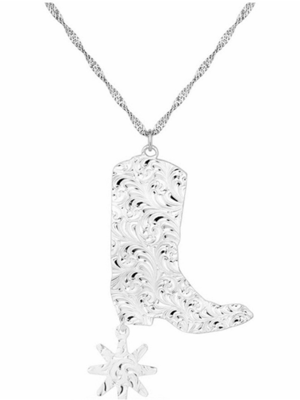 Montana Silversmiths Women’s Chiseled Boots & Spurs Turquoise Necklace - Picture 2 of 3